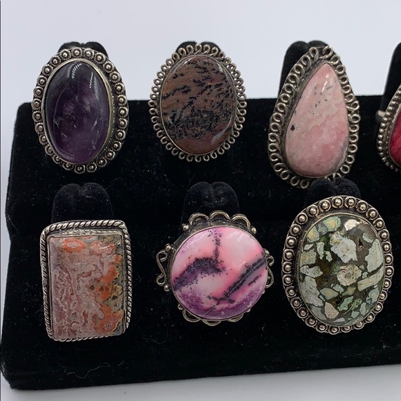 Sterling silver natural stones rings - Picture 2 of 7